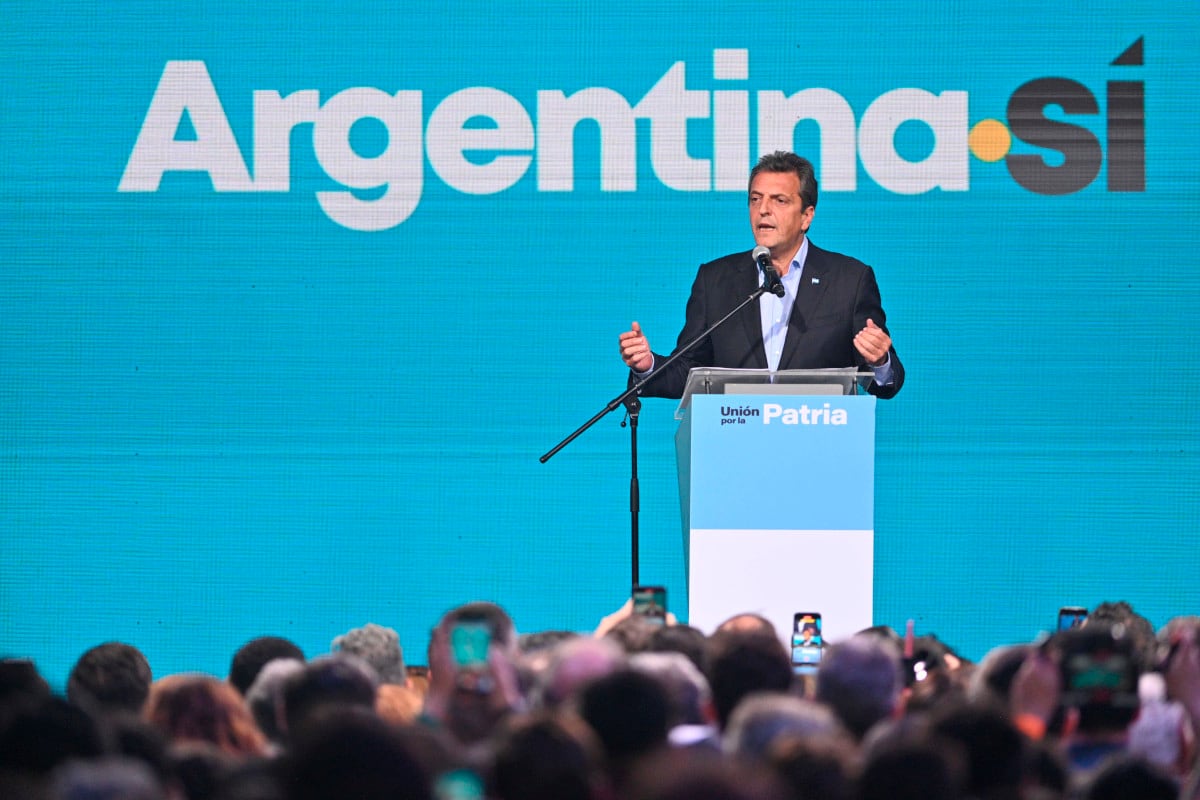 Sergio Massa en el búnker de Unión por la Patria.