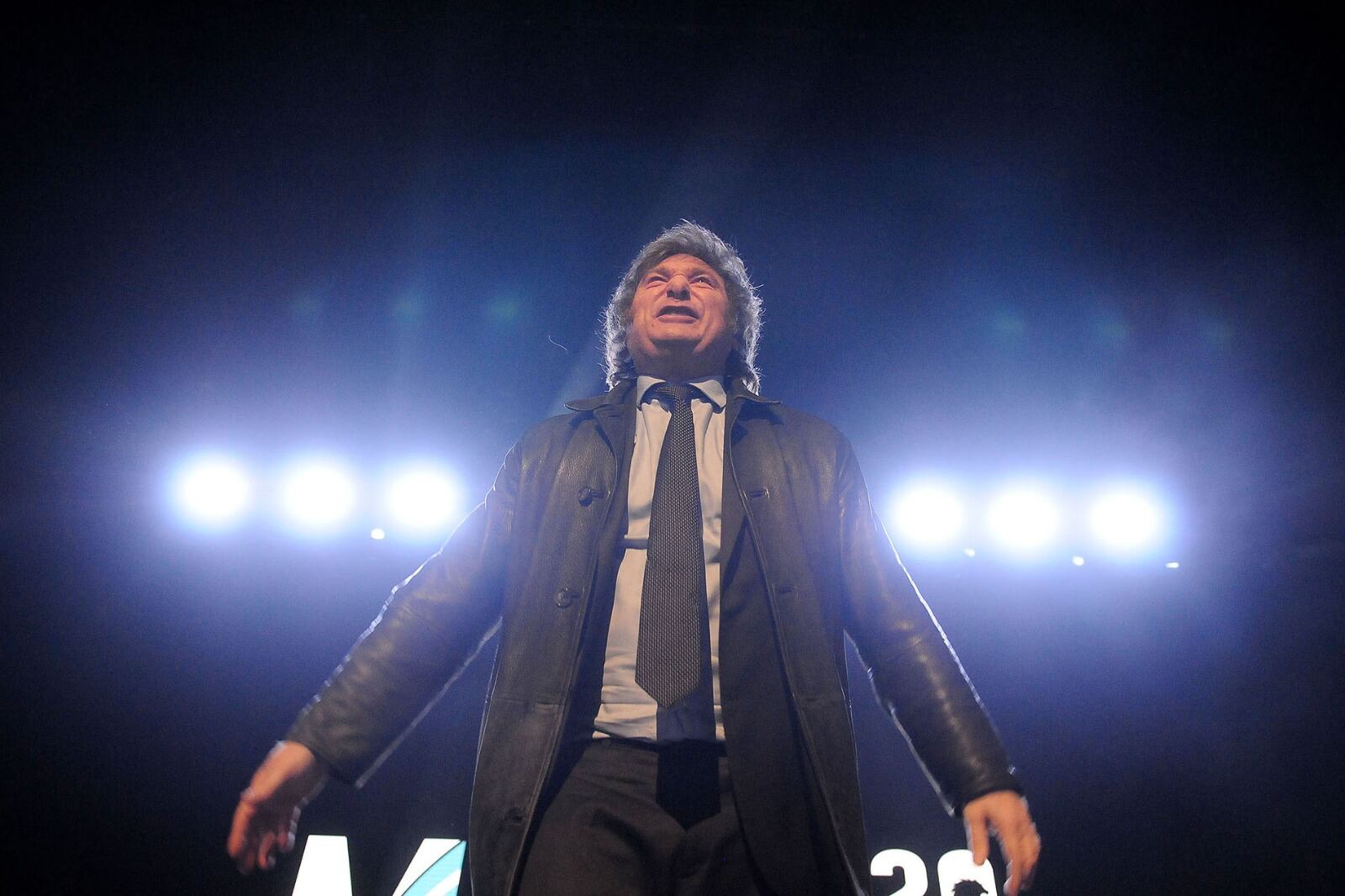 El candidato de La Libertad Avanza durante el cierre de campaña en el Movistar Arena.