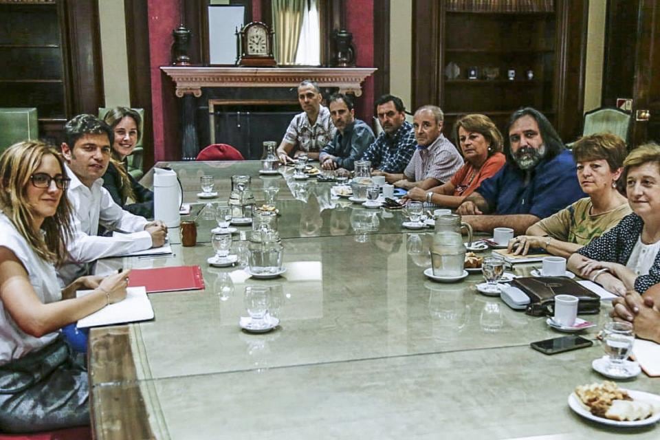 El gobernador Kicillof durante la reunión de diciembre pasado con el Frente de Unidad Docente Bonaerense.