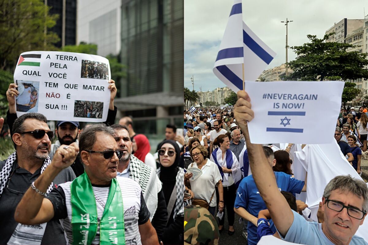 En San Pablo apoyo a los palestinos y Río de Janeiro respaldo a Israel.