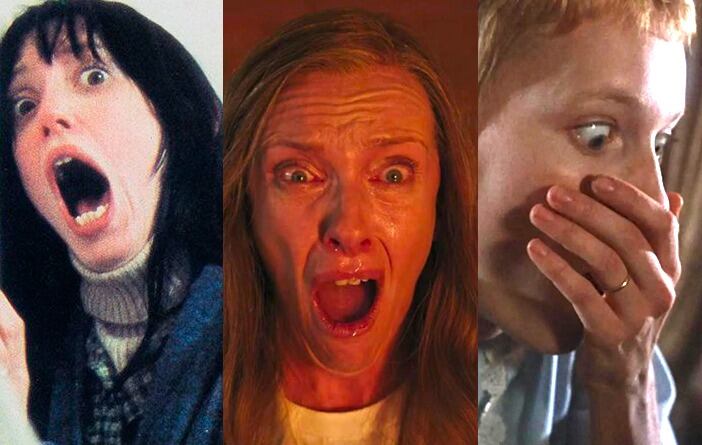 Shelley Duvall, Toni Collette y Mia Farrow expresan el horror total a través de sus ojos.