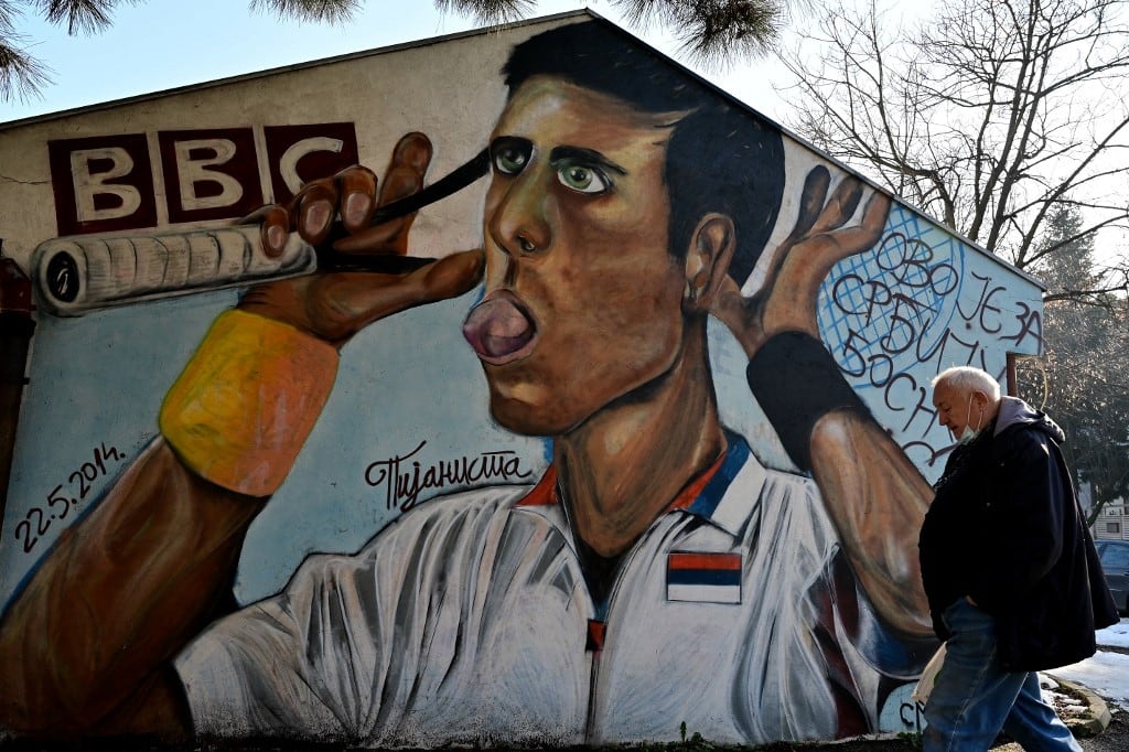 Un mural en Belgrado. Djokovic sacó campeón a Serbia de la Davis 2010 y fue subcampeón en 2013