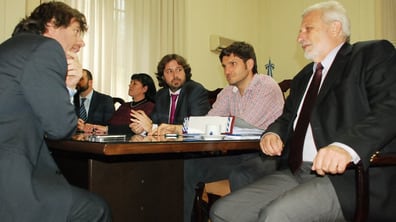 Mahiques, del Ministerio de Justicia, y los funcionarios Pullaro y  Silberstein.