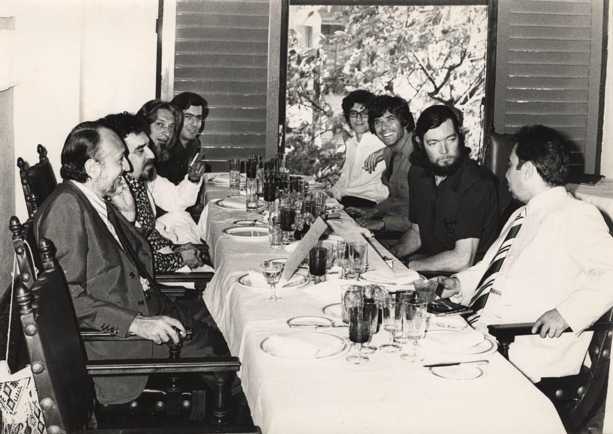 Una comida en 1972, entre otros, Julio Cortázar, Mario Vargas Llosa y Gabriel García Márquez