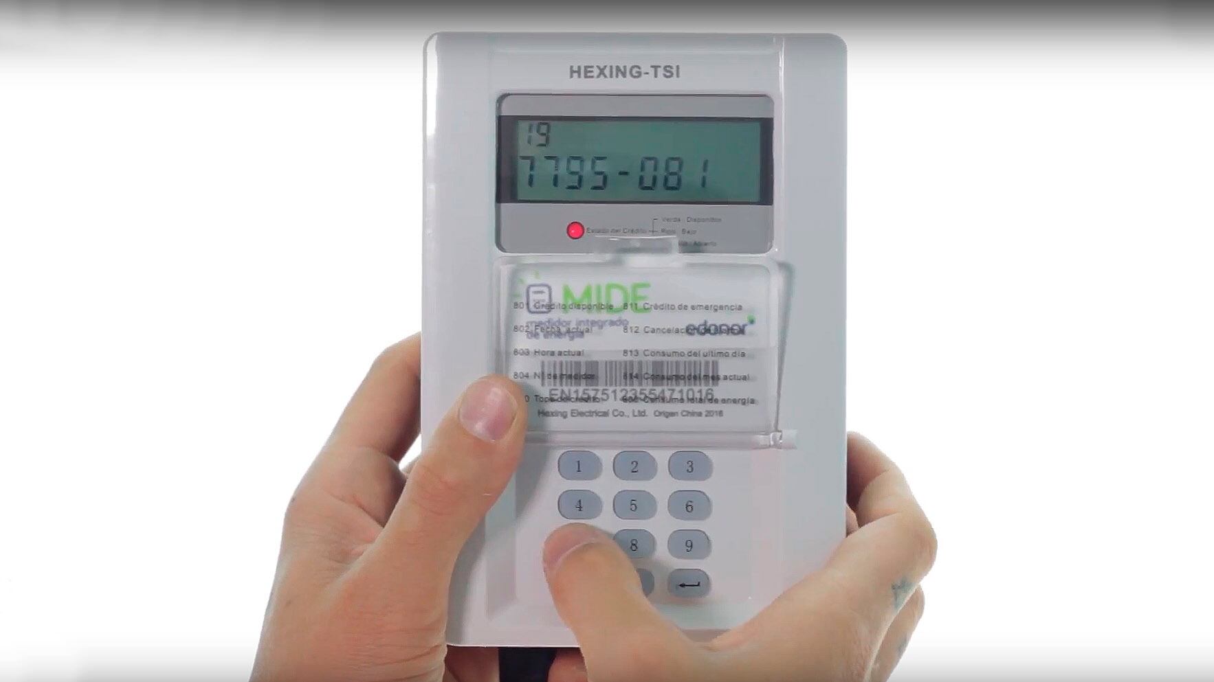 El medidor "prepago" instalado por la empresa eléctrica Edenor. 