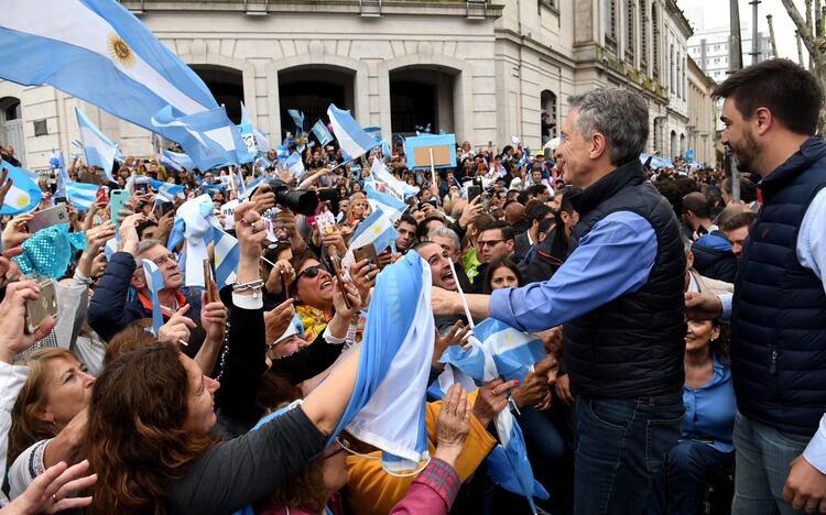 Macri en Olavarría, poco antes de los anuncios para el agro. 