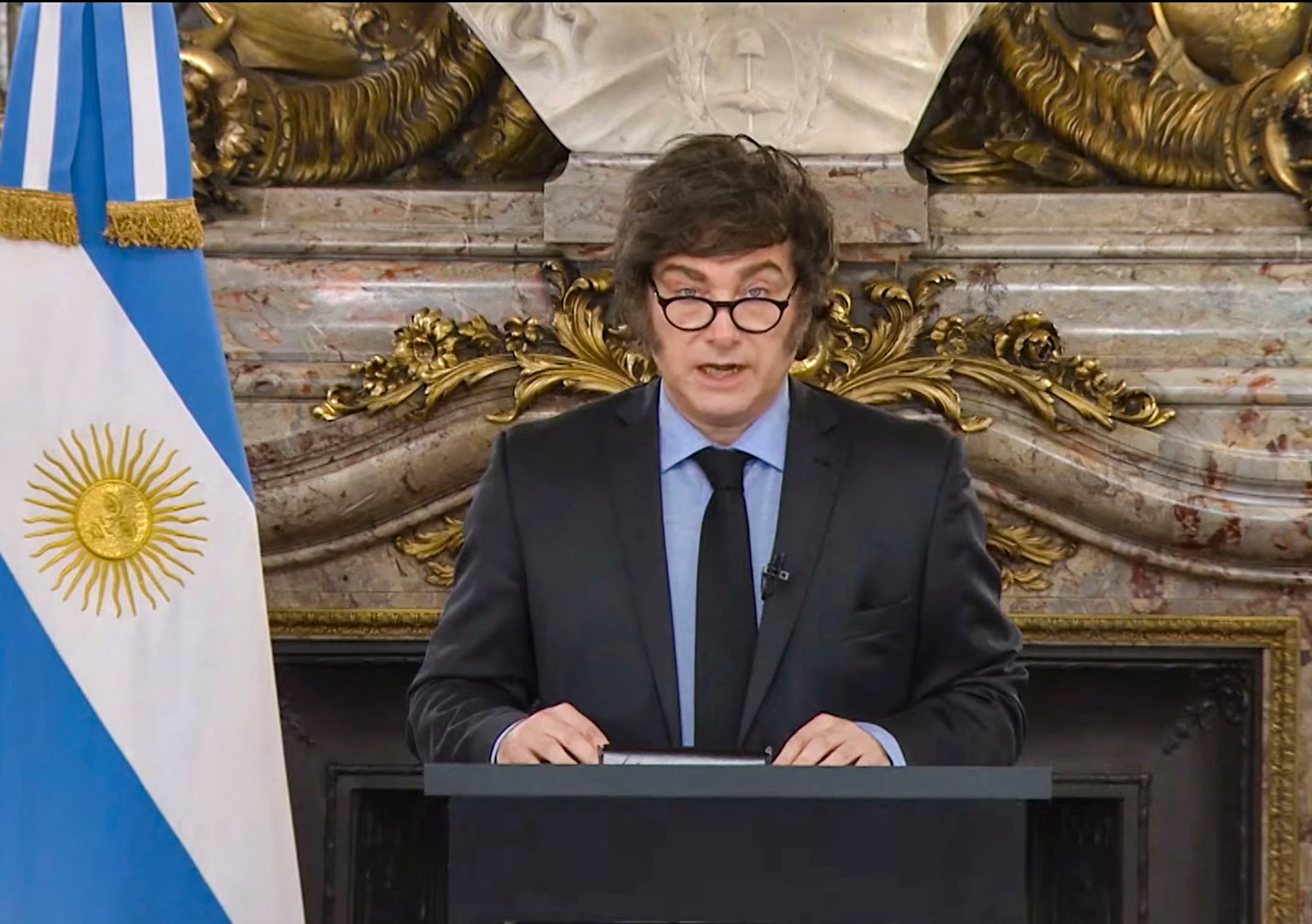 El presidente Javier Milei en la cadena nacional de presentación del Presupuesto 2026.