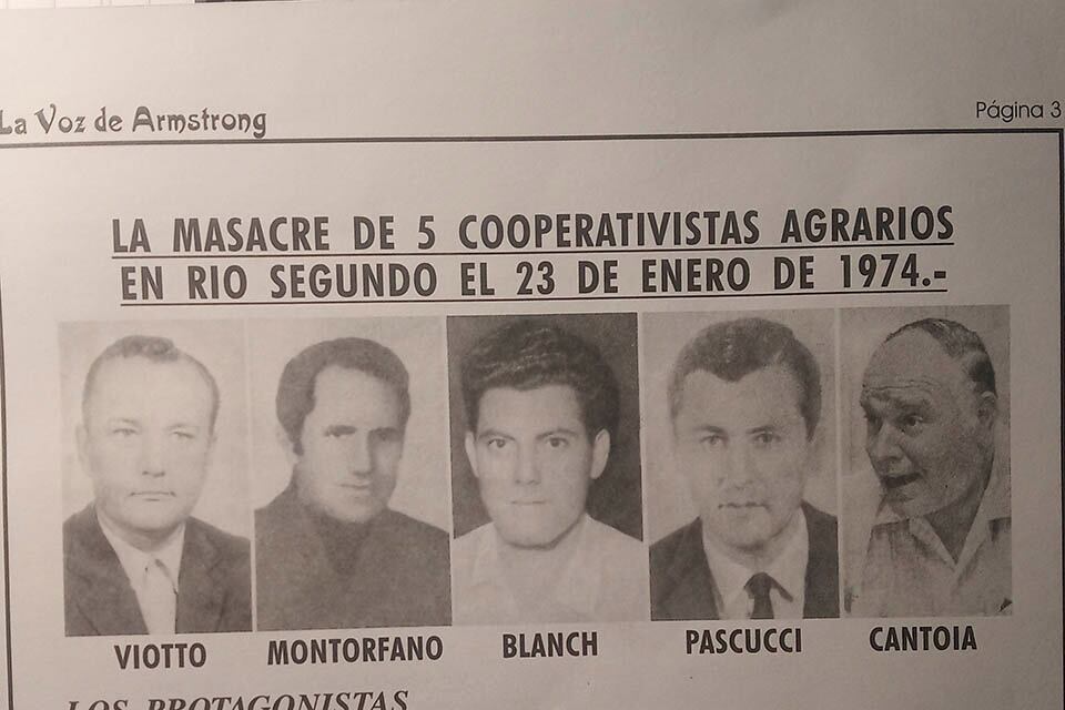 Las fotos de los cinco cooperativistas. 