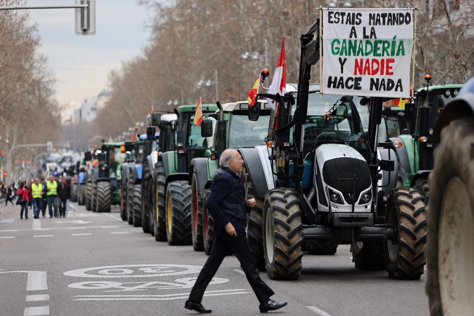Tractorazo en la Plaza de la Independencia de Madrid.