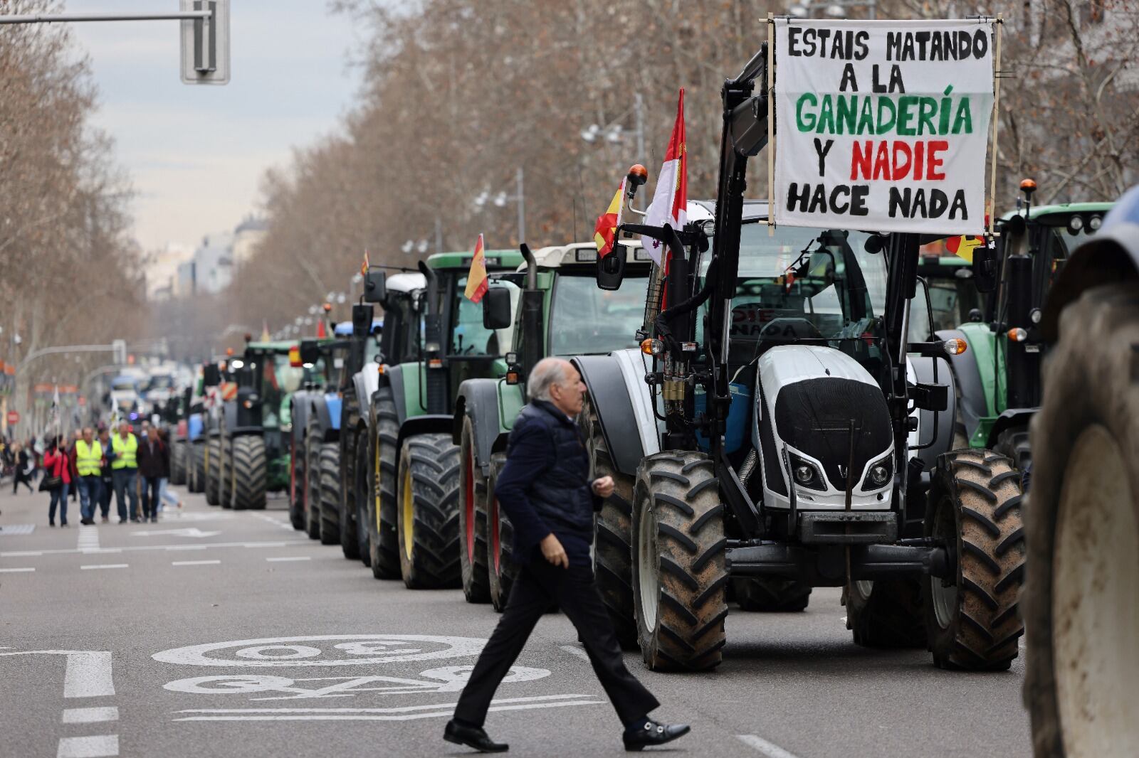 Tractorazo en la Plaza de la Independencia de Madrid.