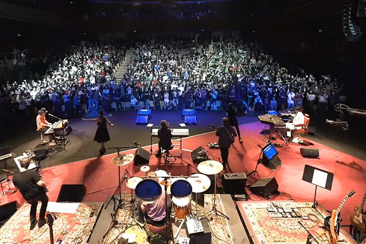 Fito Páez y Charly García durante los festejos por los 70 de Charly. 