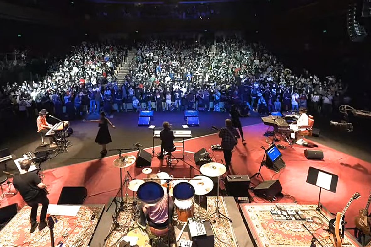 Fito Páez y Charly García durante los festejos por los 70 de Charly.