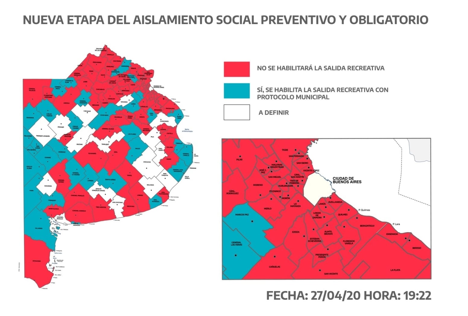 La cuarentena bonaerense, distrito por distrito.
