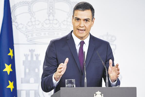 Sánchez defendió su gestión ayer en el Palacio de la Moncloa al anunciar las elecciones.