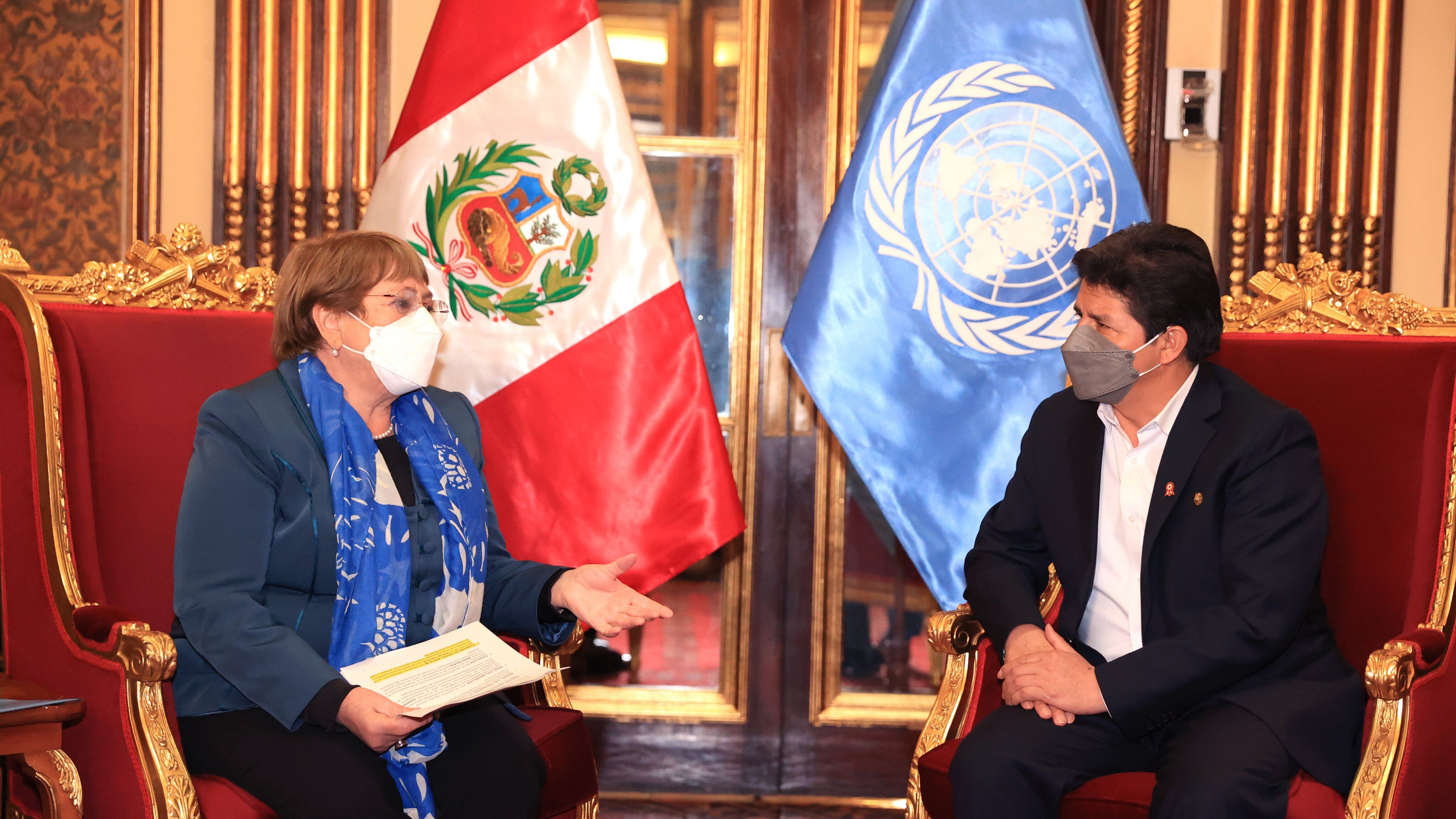 Foto: Pedro Castillo y Michelle Bachelet. Twitter Presidencia de Perú