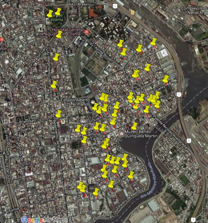 El mapa de los desalojos en La Boca.