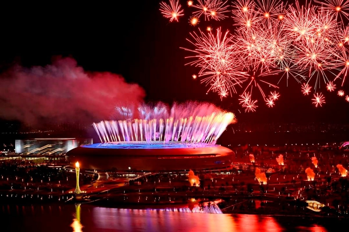 El colorido para la fiesta inaugural de los Juegos.