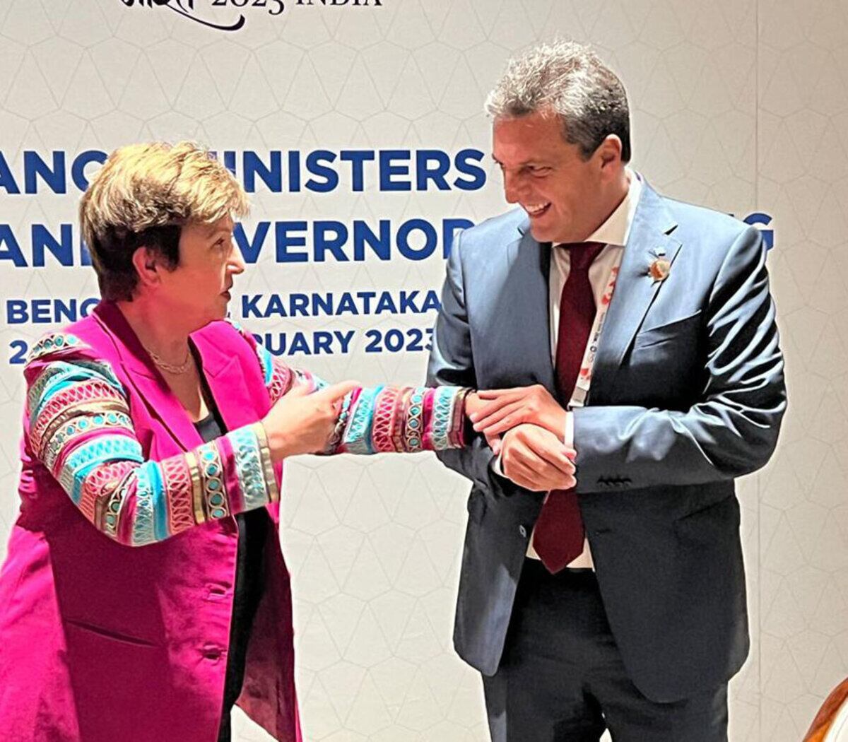 Sergio Massa junto a Kristalina Georgieva, titular del FMI.