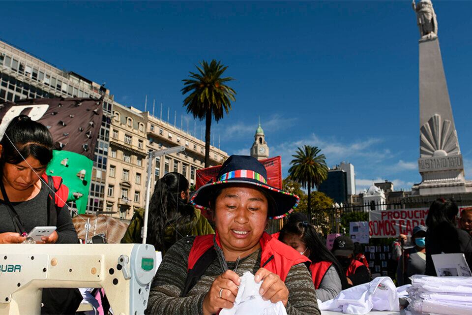 Protesta de trabajadoras migrantes contra la discriminación laboral