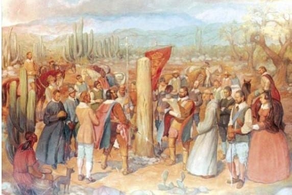 Fundación de la Ciudad, óleo del pintor catamarqueño Luis Varela Lezana (1900-1982).