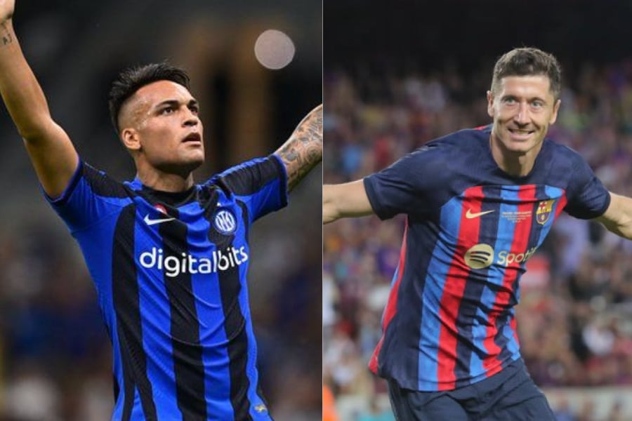 Lautaro Martínez y Robert Lewandowski serán titulares en Inter y Barcelona respectivamente. 