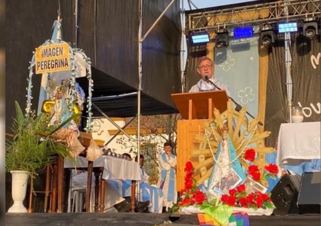 El Arzobispo de Buenos Aires García Cuerva en la misa central de la 50ma peregrinación a Luján.