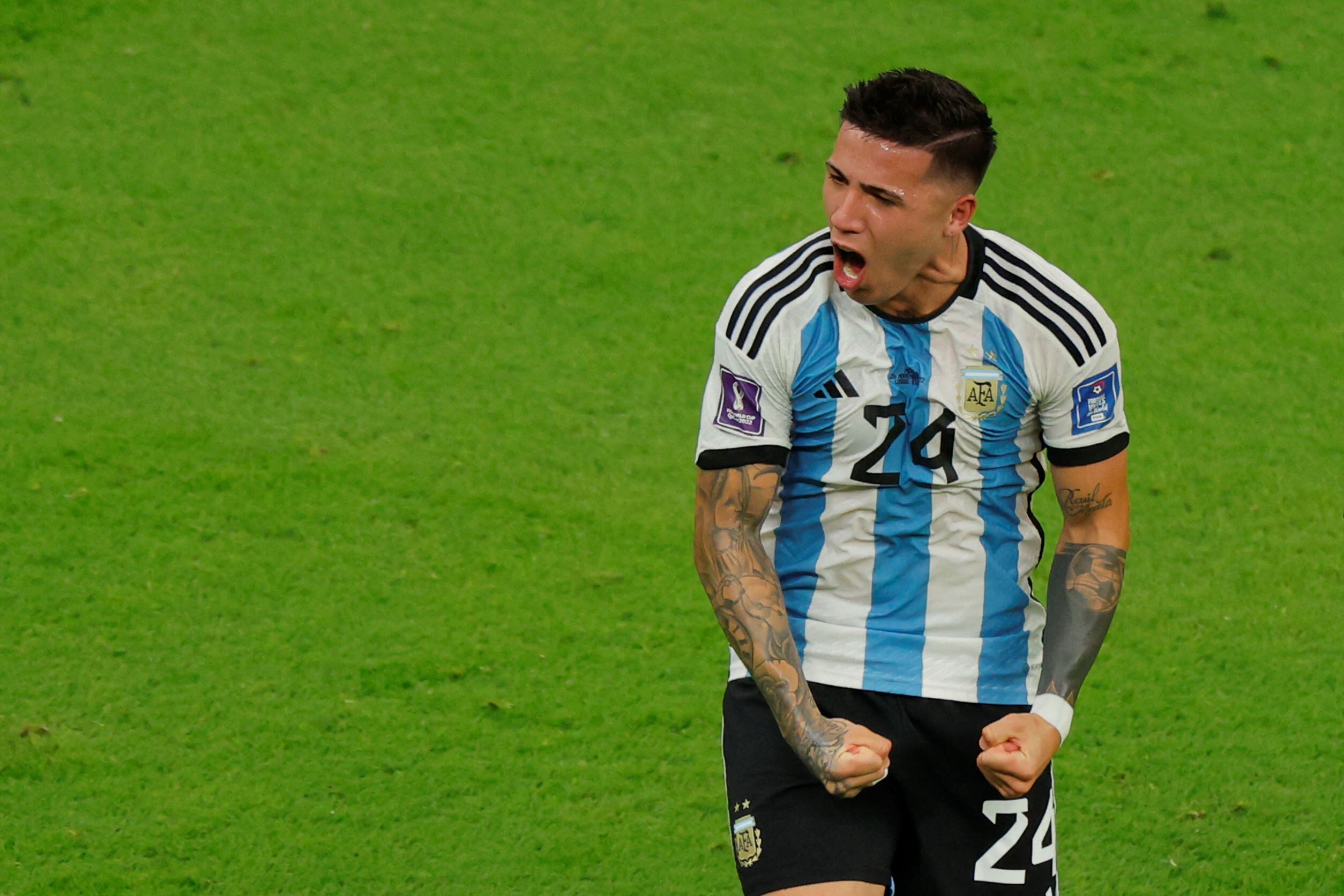 Mundial de Qatar 2022: El volante Enzo Fernández celebró su primer gol mundialista en el pasado encuntro de la Selección argentina ante México. (AFP)