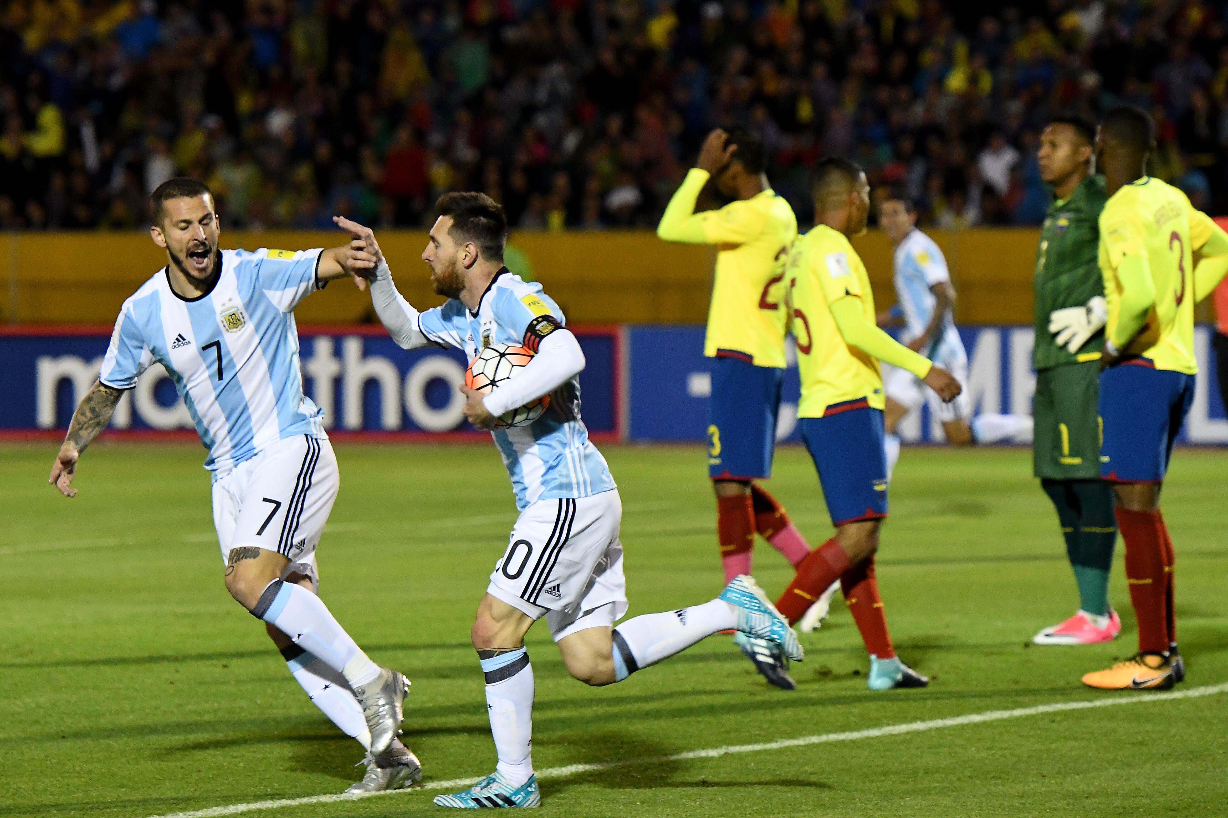 Lionel Messi, después de marcar en el último partido de las Eliminatorias en 2017.