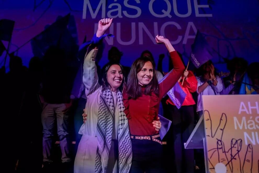 Ione Bellarra e Irene Montero, durante un acto de Podemos