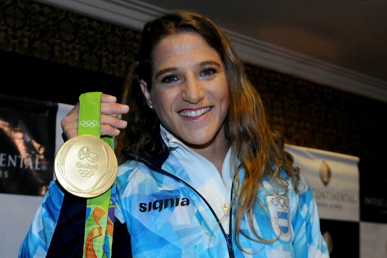 La alegría de Pareto con la medalla de oro en 2016.