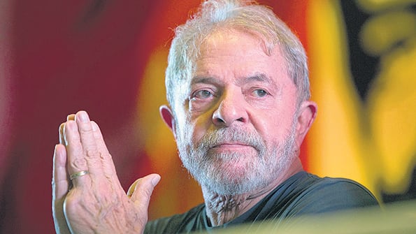 Lula en el aniversario del PT en San Pablo dos meses antes de ser arrestado.