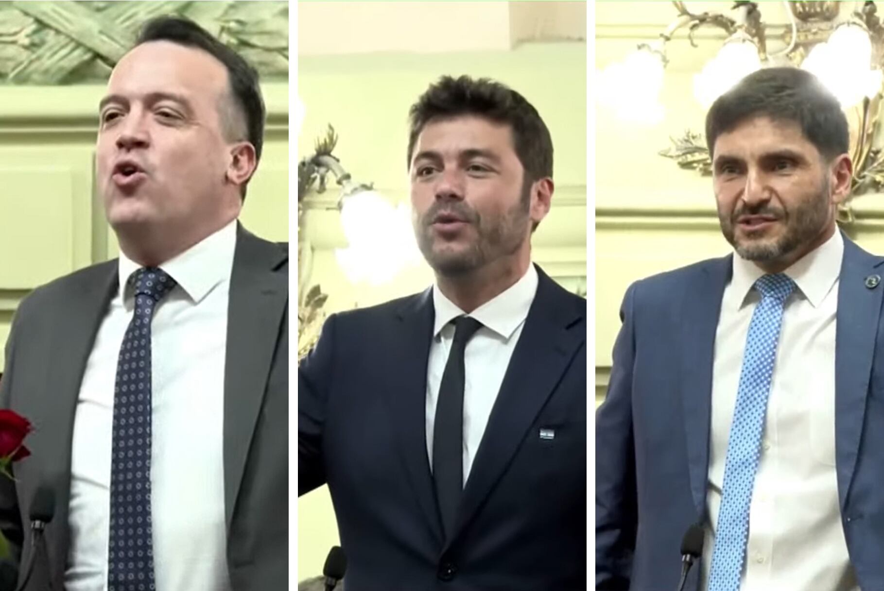 Juraron Blanco (PS), Monteverde (Ciudad Futura) y el gobernador Pullaro.