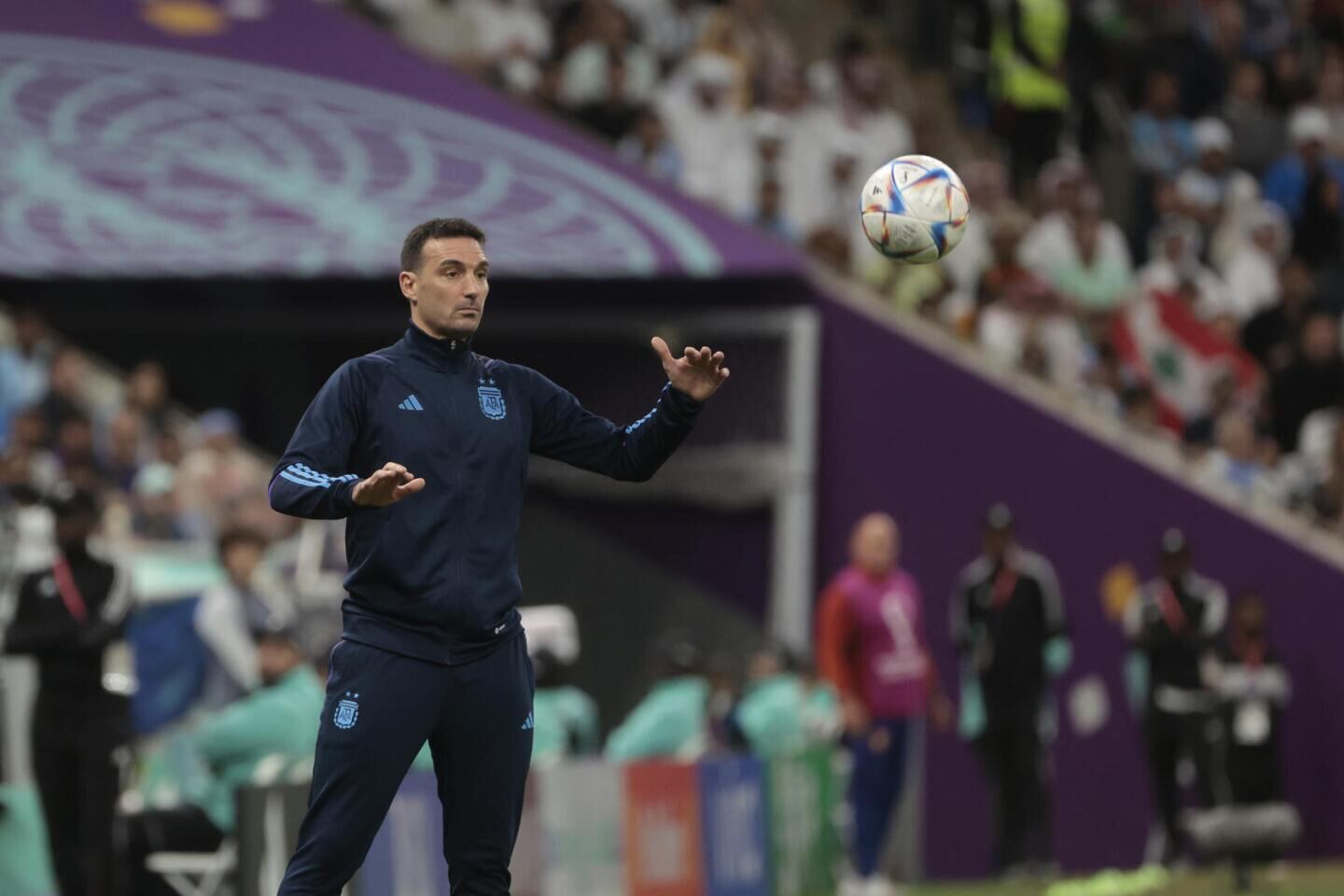 Lionel Scaloni durante la final del Mundial de Qatar 2022 ante Francia.
