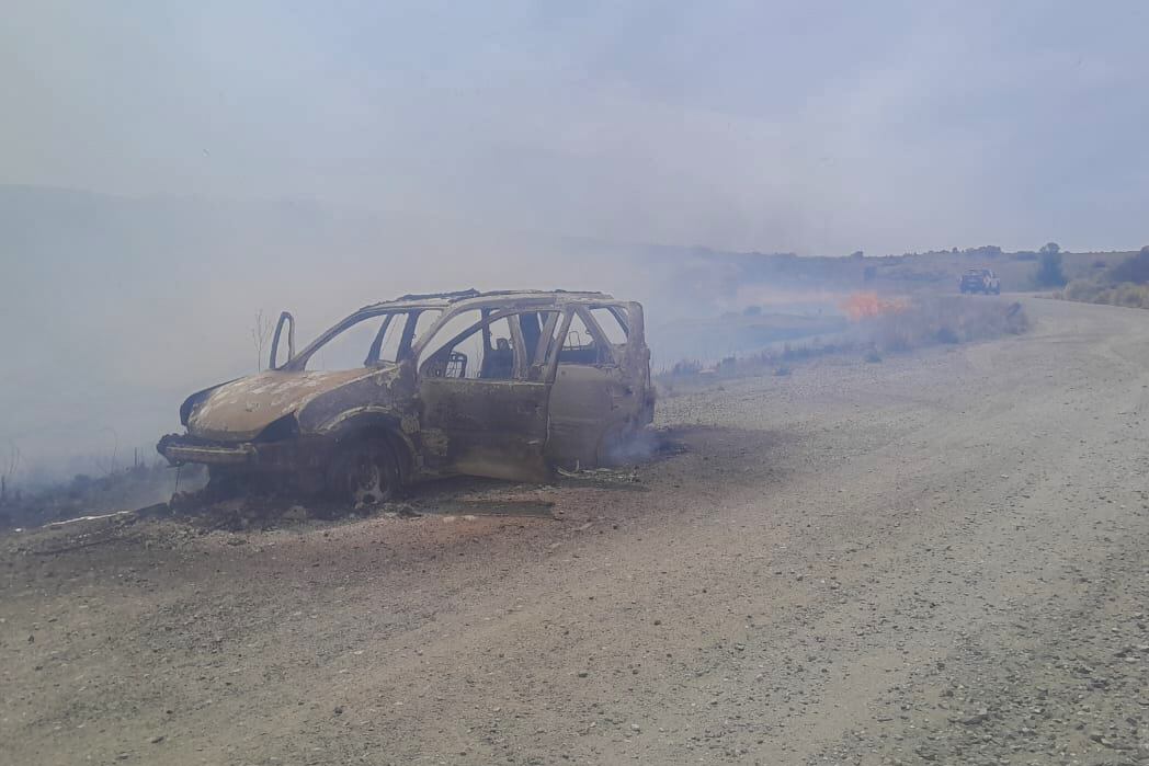 Un auto estacionado al costado de la ruta propagó las llamas. 