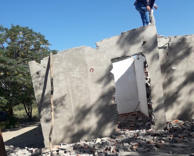 La casa de Ardiles, destruída en el desalojo. 