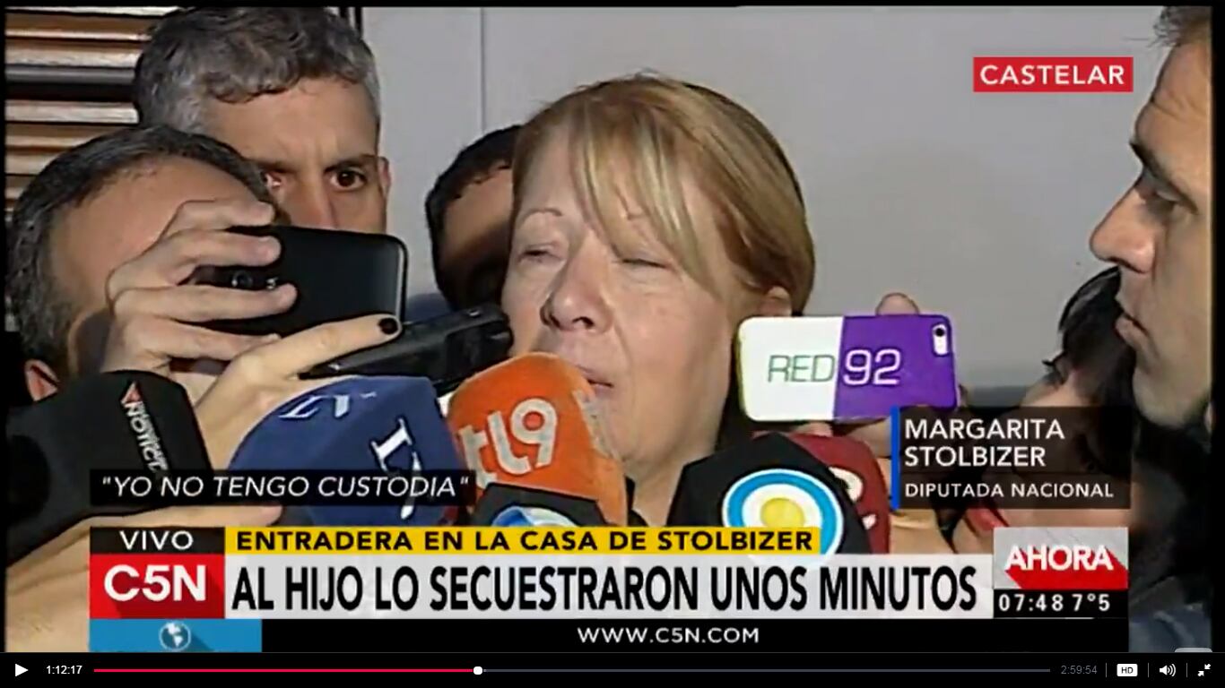 La líder del GEN dijo que lo que la conmocionó fue que le apuntaran a la cabeza a su hijo.