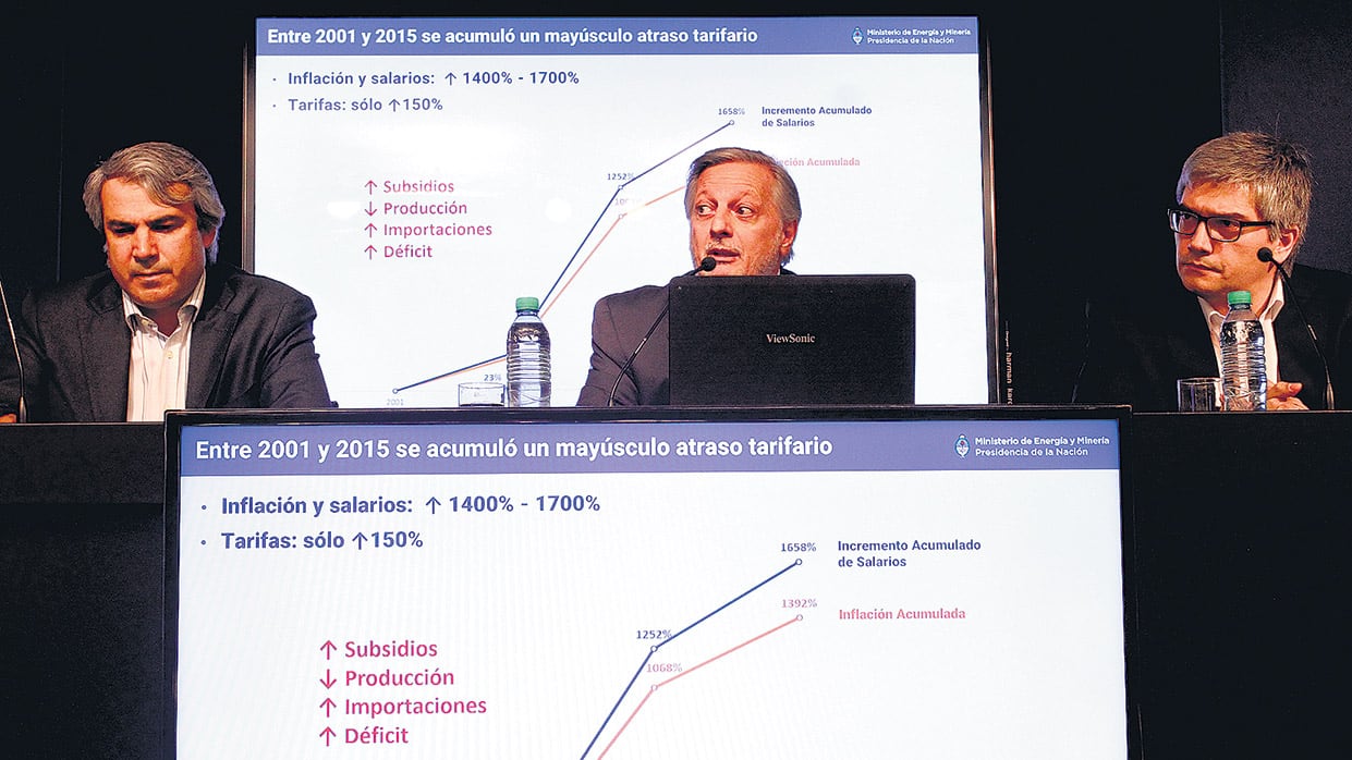 El ministro de Energía, Juan José Aranguren, encabezó la conferencia de prensa donde se anunciaron los aumentos.