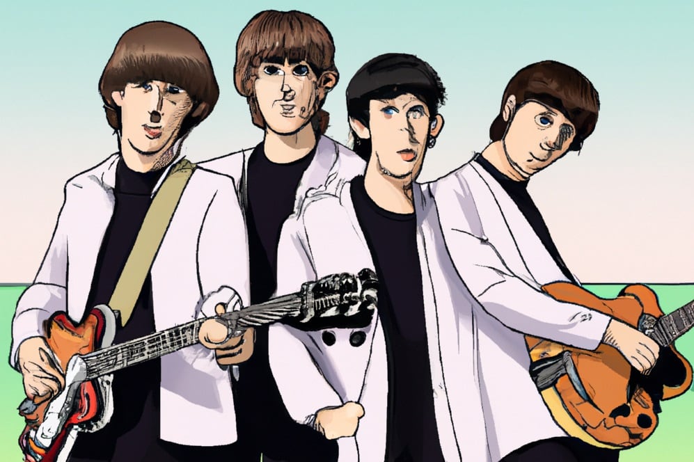 Los "Beatles" que les dimos a los Bloink, ilustrados por una IA a partir de datos brindados por miles de aliens cebados con Twist & Shout