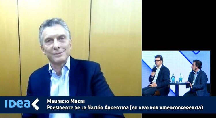 Macri, durante la videoconferencia de esta tarde desde Corrientes con el auditorio en Mar del Plata.