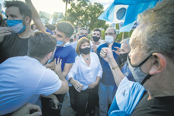 Patricia Bullrich, la presidenta del PRO, en medio de la movilización.