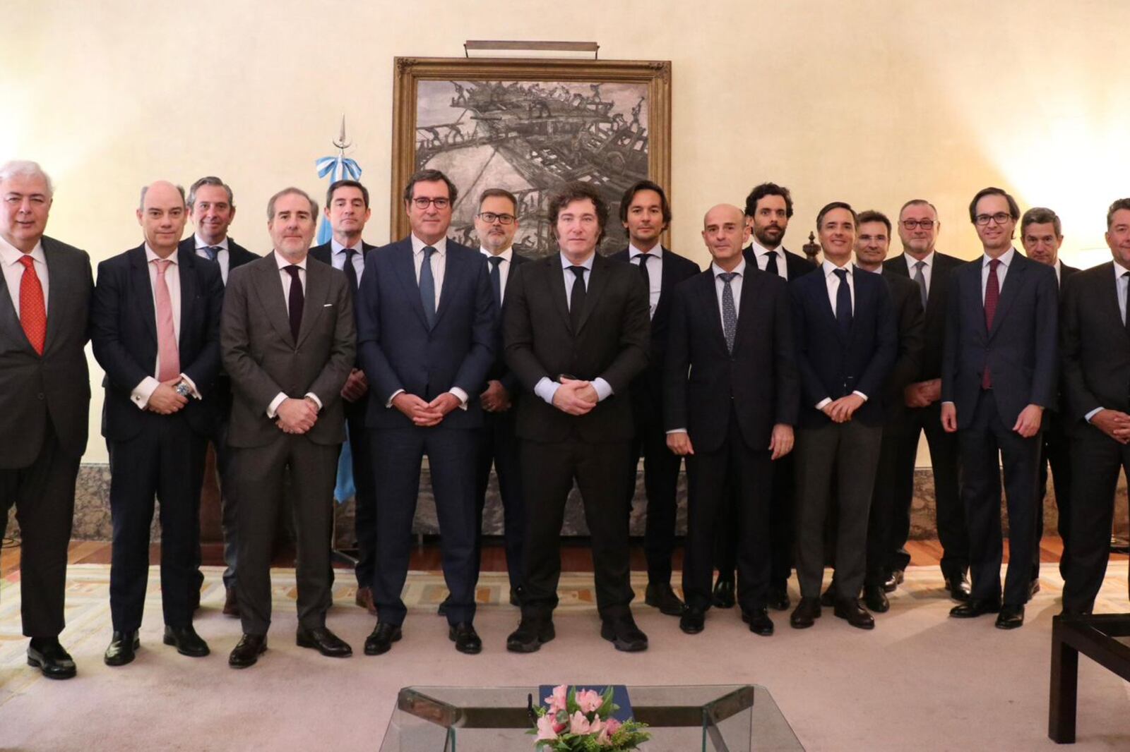 Javier Milei con empresarios en España