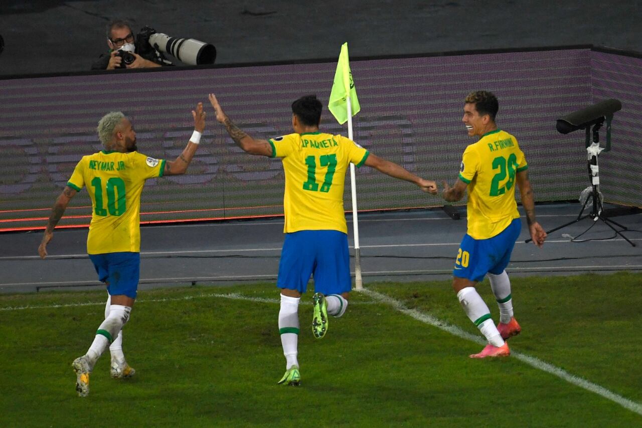 Neymar, Paquetá y Firmino festejan el primer gol