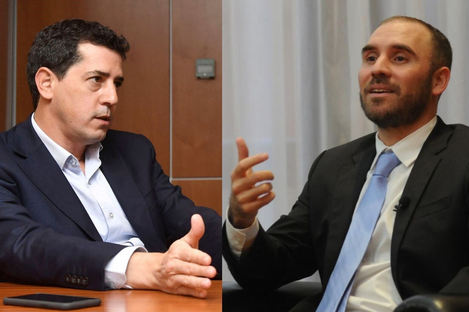 El ministro del Interior, Wado de Pedro, y el de Economía, Martín Guzmán. Los dos en el primer plano por motivos diferentes.