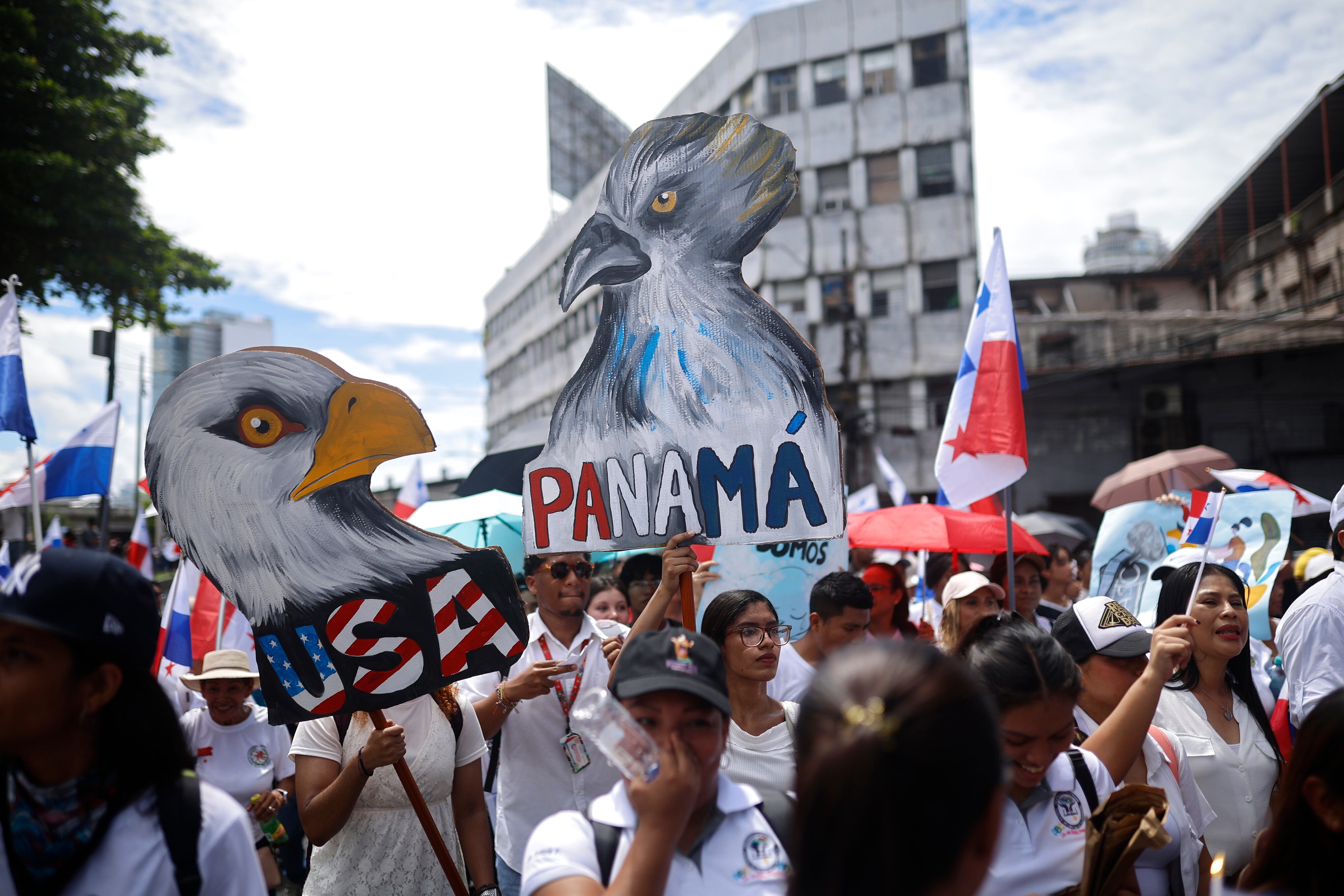 Protesta contra la presencia militar de EE.UU. en Ciudad de Panamá.