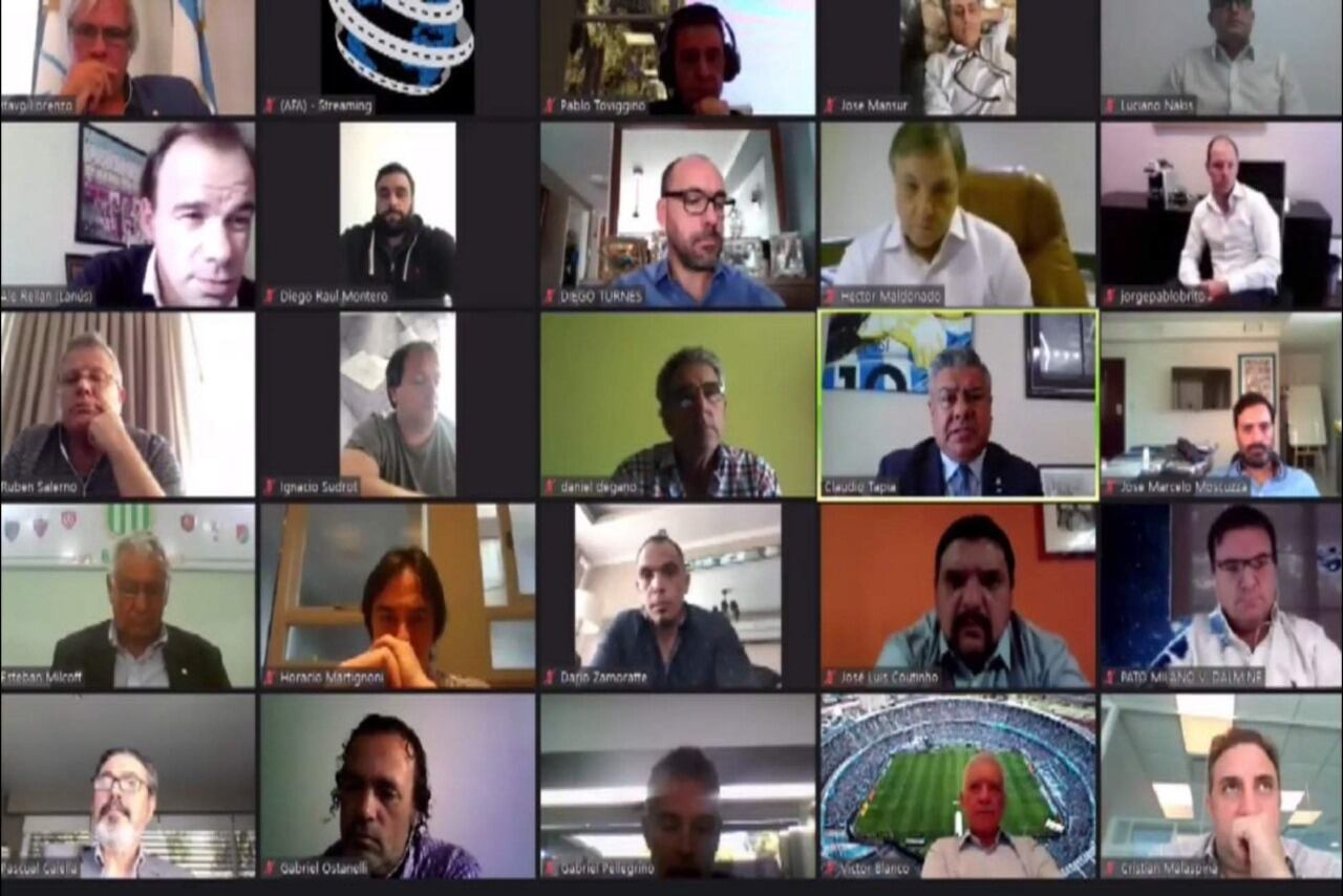 La Asamblea virtual que realizaron los dirigentes de la AFA.