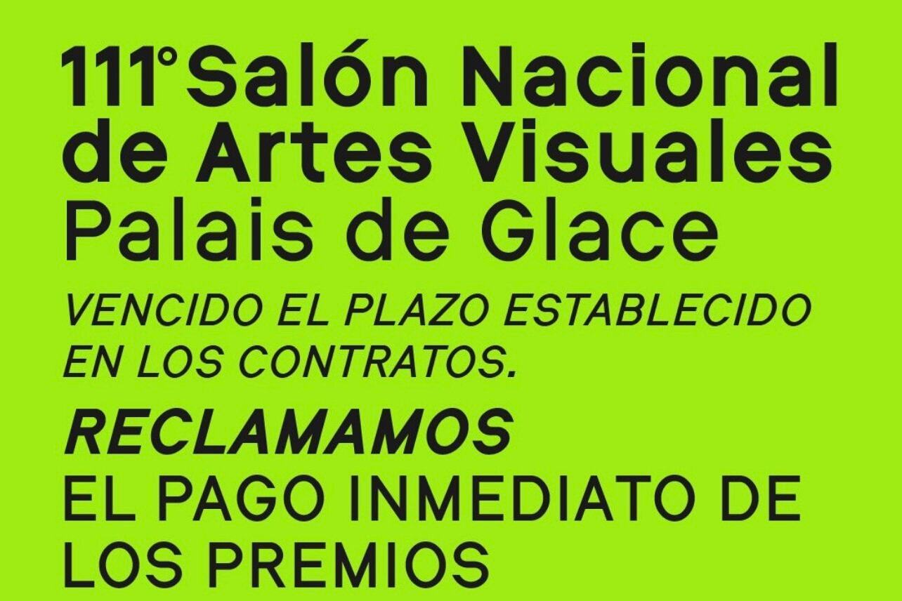 Fragmento del flyer que denuncia el no pago de los premios y la no devolución de las obras.
