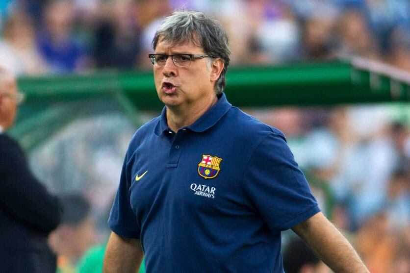 Gerardo Martino con la vestimenta del Barcelona.