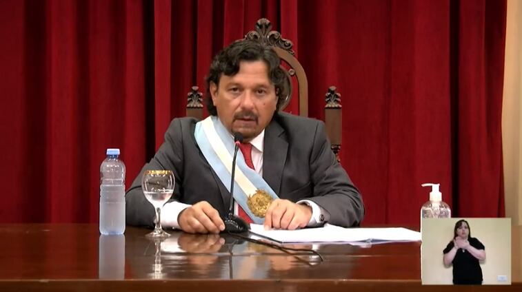 Gustavo Sáenz durante el discurso de apertura de sesiones del 2020
