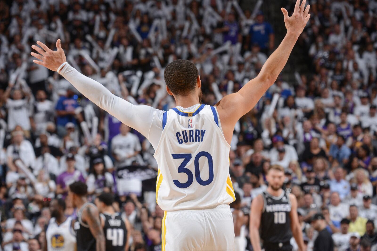 La celebración de Curry, la gran estrella en los triunfos de los Warriors