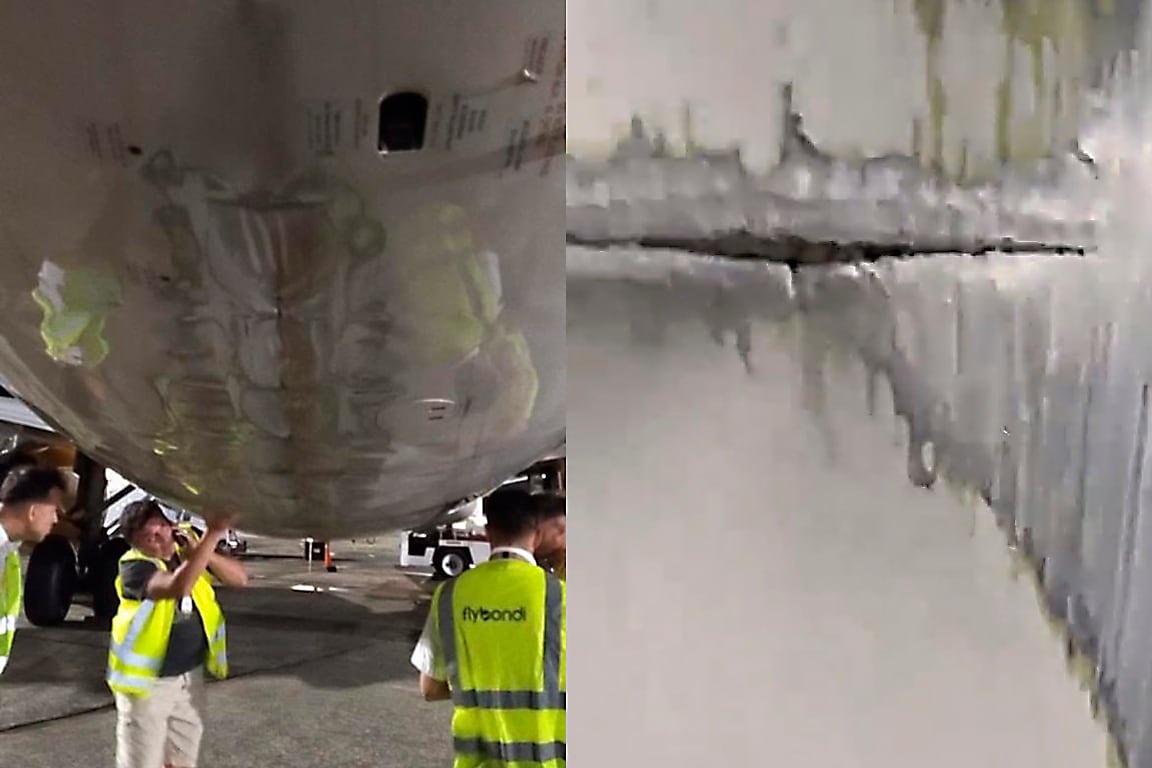 Imágenes del avión de Flybondi al aterrizar en Mar del Plata. (Imágenes tomadas de X).